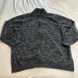 SYNRGY Mens 2XL Full Zip Cardigan Sweater Charcoal Gray Space Dye Cotton Knit